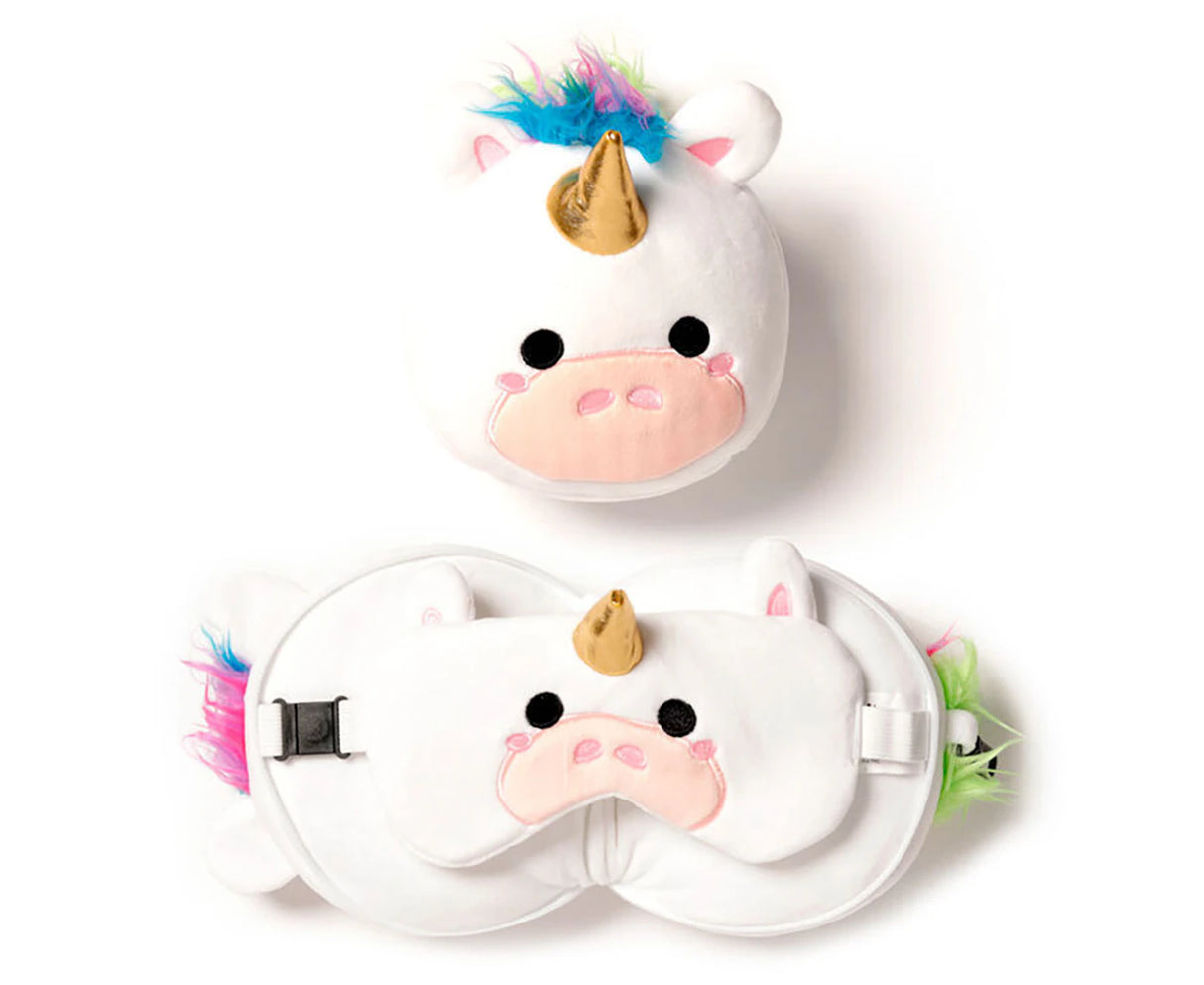 Unicorn Travel Pillow with Eye Mask