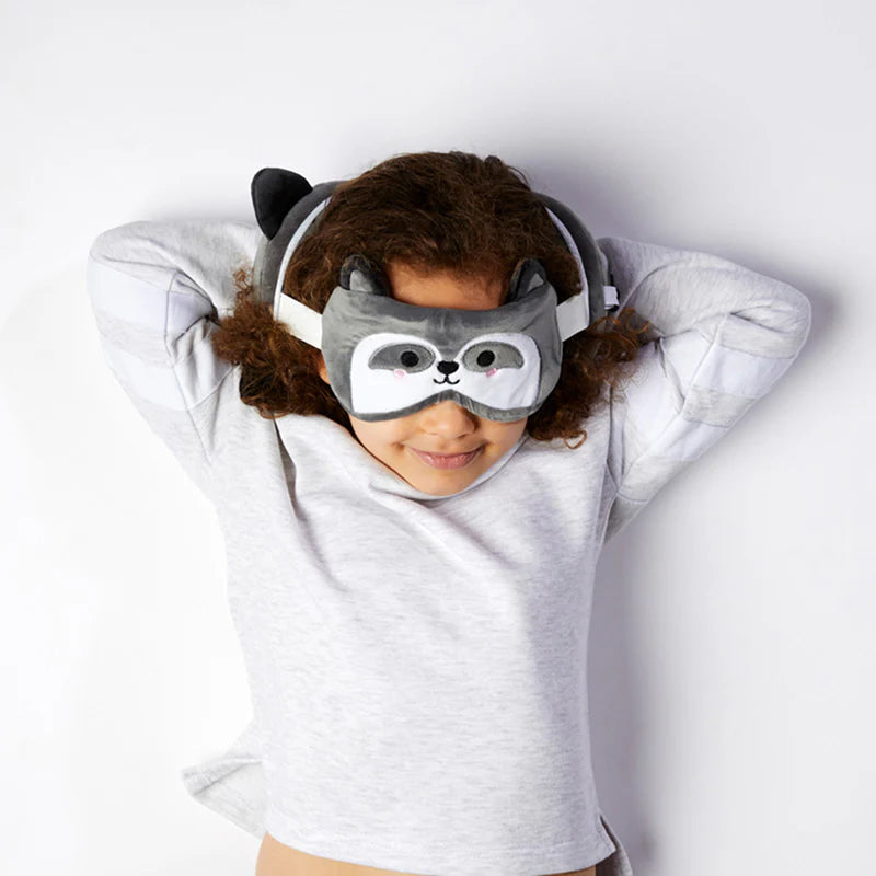 Raccoon Travel Pillow with Eye Mask