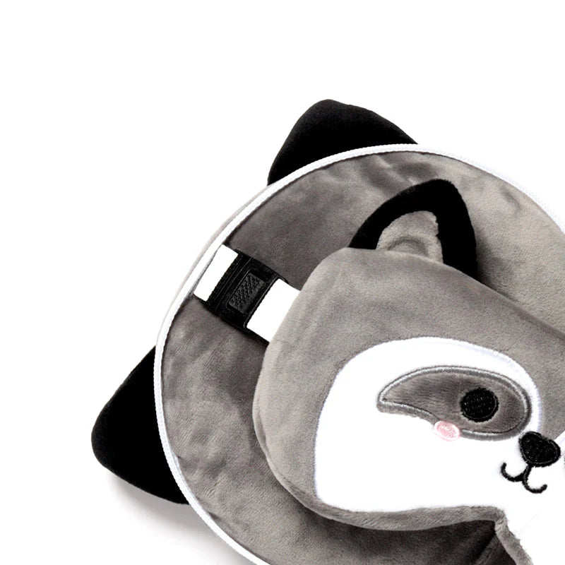 Raccoon Travel Pillow with Eye Mask