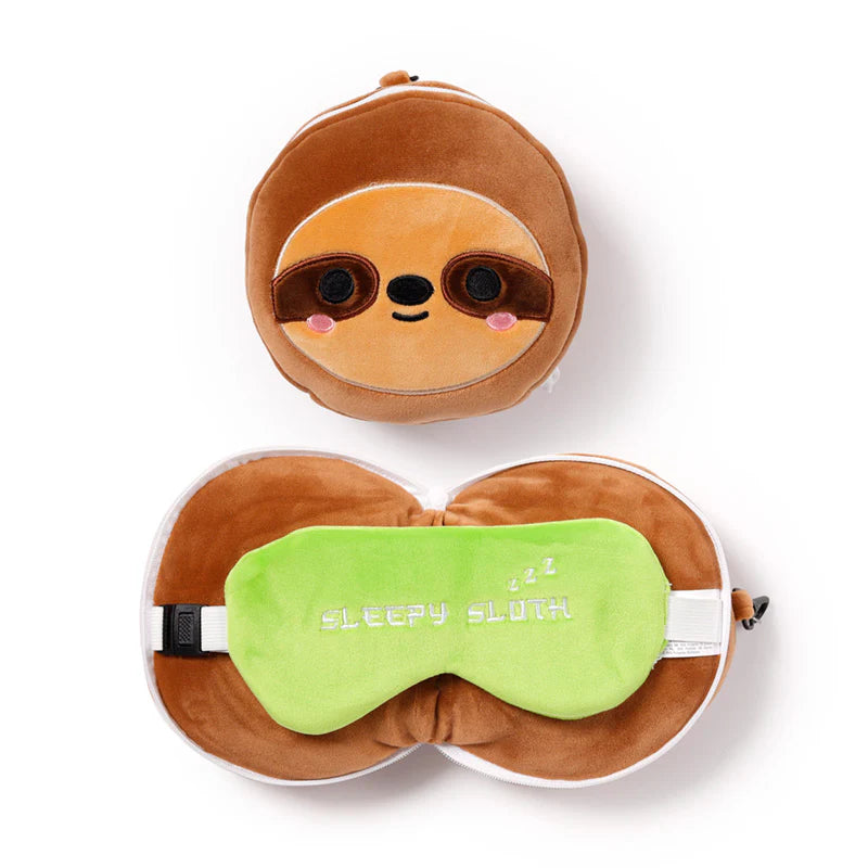 Sloth Travel Pillow with Eye Mask