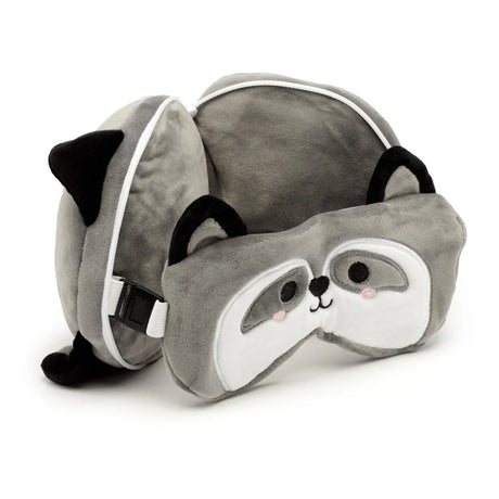 Raccoon Travel Pillow with Eye Mask