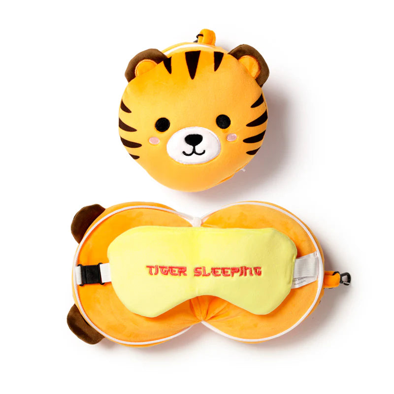 Tiger Travel Pillow with Eye Mask