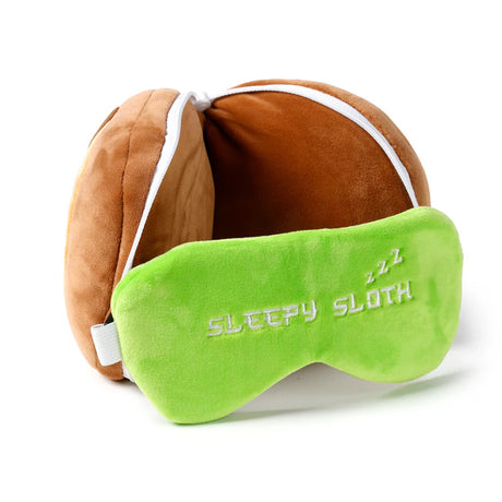 Sloth Travel Pillow with Eye Mask